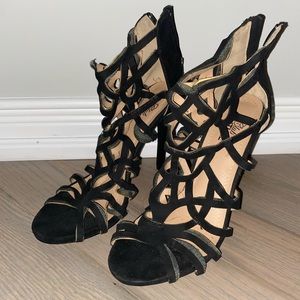 Black Strap Heels Size 8